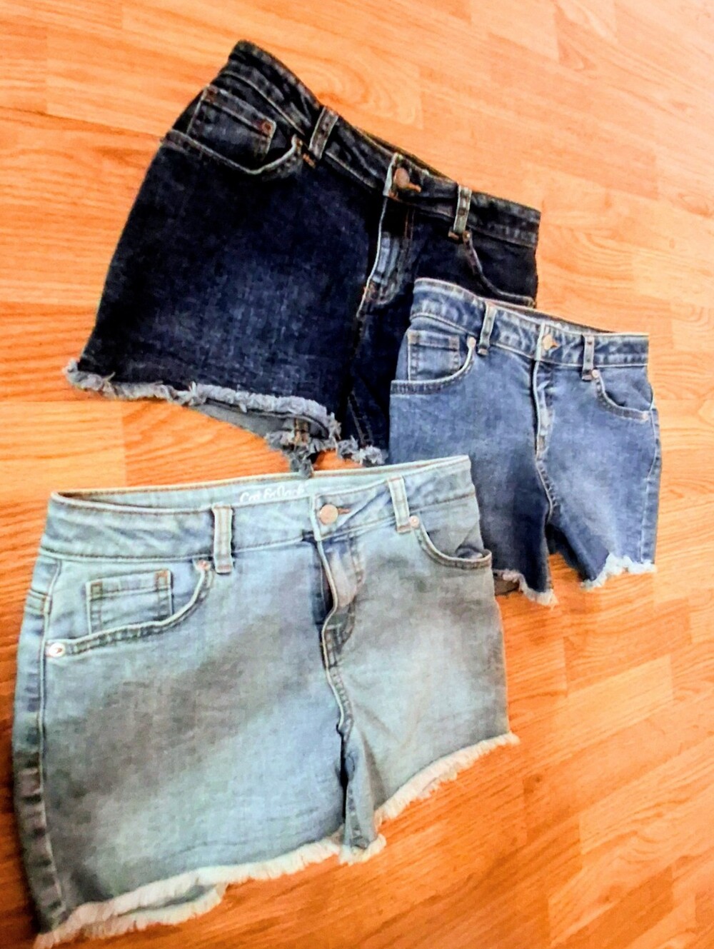 3 Pair Cat & Jack Girls BLlue Jean Cut Off Shorts, Very Gently Used, Sz L 10/12